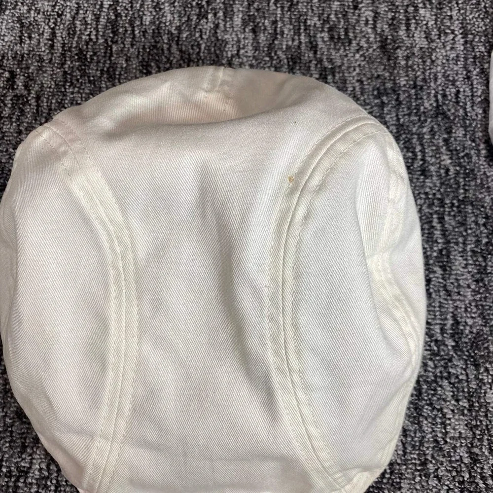 Botvela‎ Flat Cap Mens 59cm White Cotton Twill Ivy Newsboy Driving Hat